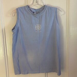 Life Is Good Tank Top Women’s S Blue Graphic T Sleeveless Vacation Cotton shirt